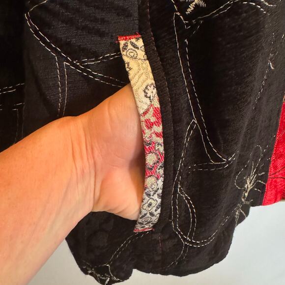 Chico’s Women’s 2 (L) Floral Patchwork Embroidered Jacket Silk Linen Blend READ - Picture 13 of 16